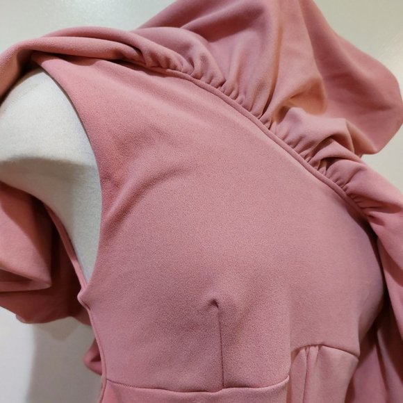 💋GORGEOUS💋 CLUB L LONDON DIVINE TIME PINK ONE SHOULDER RUFFLE JUMPSUIT - Picture 11 of 12